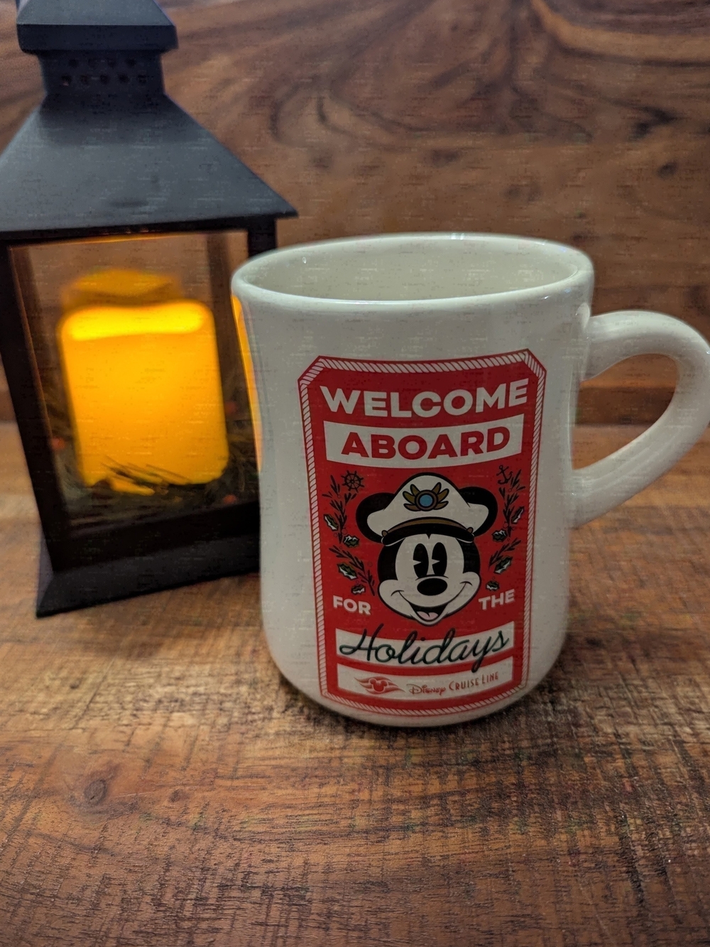 DCL Mickey Mouse Very Merry Welcome Aboard for the Holidays Coffee Tea Cocoa Mug